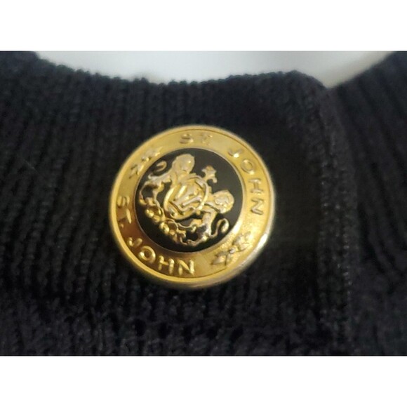 St. John Black Gold Button Down Cardigan Sweater Santana Knit Medium Classic - Picture 3 of 10